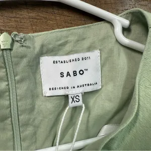 NWT Sabo Skirt Alma Dress in Green Women’s Size XS Puff Sleeve Cotton Mini Dress thumbnail 5