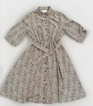 Melloday Midi Dress Small Animal Print Belted Shirt Dress Career Office Work thumbnail 1