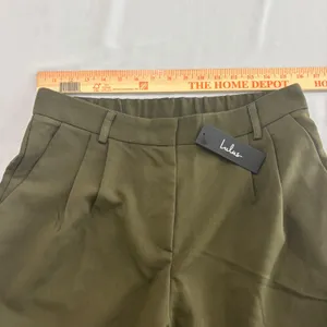 Lulus Olive Green Wide Leg Trousers High Waisted Pleated Dress Pants Size 12 NEW thumbnail 4