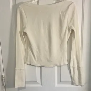 Free People Cream Long Sleeve with Red Floral Accent thumbnail 4