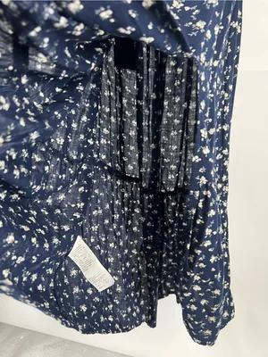 Hollister Navy Floral Puff-Sleeve‎ Midi Dress with Side Slit thumbnail 7
