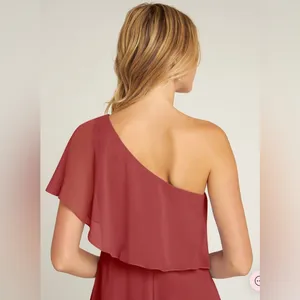Azazie Lizzy A-line One Shoulder Bridesmaids Maxi Dress thumbnail 5