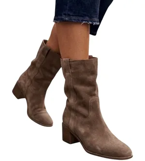 Steve Madden Romney Brown Suede Western Ankle Boots Square Toe Block Heel 6 thumbnail 1