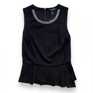 NWT White House Black Market Peplum Ponte Sleeveless Necklace Bodice Top thumbnail 3