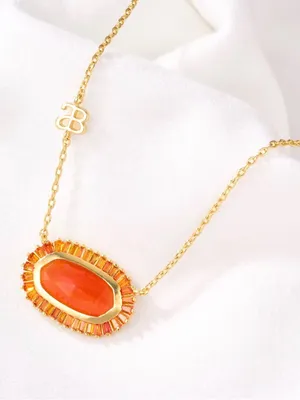 Kendra Scott Ellie Baguette Stud Earring & Matching AB Fiery Coral Necklace thumbnail 2