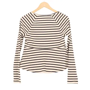 American Eagle Outfitters T-Shirt Women Medium White Black Striped Raglan Sleeve thumbnail 5