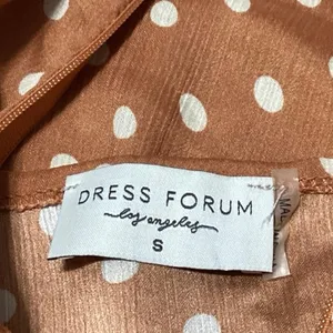 Dress Forum Brown White Polka Dot Sleeveless Ruffle High Low Maxi Dress Size S thumbnail 7