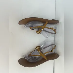 RARE Tory Burch Ali Anteka Tan Leather Sandals thumbnail 5