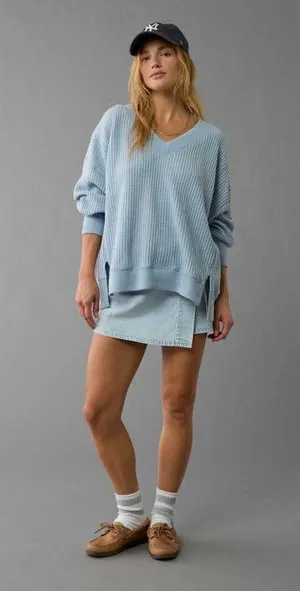 American Eagle Big Hug Waffle Sweatshirt thumbnail 1