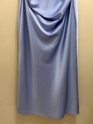 House of CB Teia Corset Midi Dress Georgette Satin Blue Size L thumbnail 5
