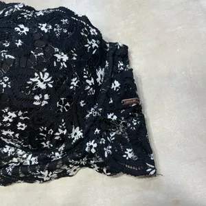 PINK Black and White Lace Bralette LARGE thumbnail 2