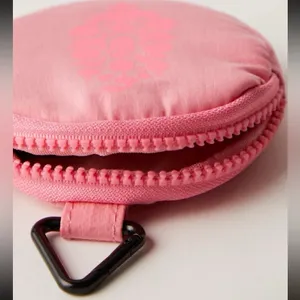 NWOT FREE PEOPLE FP ESSENTIALS ONLY Pink ROSE Round Pouch with Clip thumbnail 3