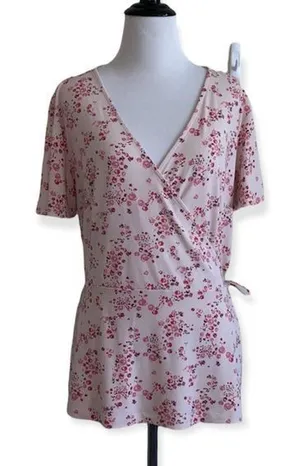 5/$30 🎈 41 hawthorn women’s XL‎ pink floral wrap blouse thumbnail 1