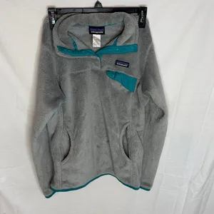 Patagonia Teal and Gray Fleece Jacket thumbnail 3