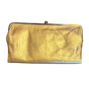 Women’s Hobo Vintage Gold Leather Lauren Clutch Wallet Kiss Lock Organizer thumbnail 2