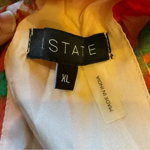 1. State Halter Neck Leaf Print Mini Dress Ruffle Hem‎ Tropical Art Spring XL thumbnail 6