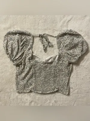 Y2K American Eagle Cropped Sweetheart Floral Blouse size M thumbnail 7