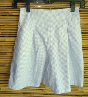 Vintage Our Turn S Sky Blue Baby Gingham Check Pull-On Shorts thumbnail 1