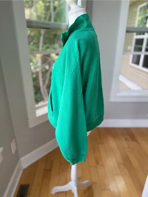 GAP Emerald Green Half-Zip Cropped Athletic Pullover Sweatshirt Small Tall thumbnail 2