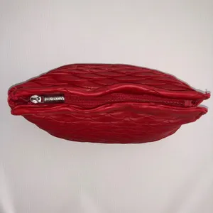 Red Scallop Textured Zippered Cosmetic Makeup Organizer Bag RevitaLash thumbnail 10