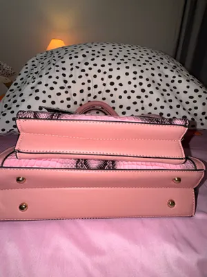 Pink faux leather snake print purse duo thumbnail 9