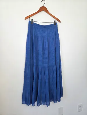 Ashalyly Cobalt Blue Tiered Maxi Skirt Formal Regal Boho Gypsy Indie Hippie XL thumbnail 2
