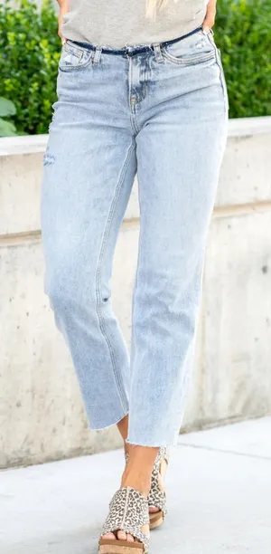 VERVET Reverence‎ Low Rise Crop Straight Jeans Light Wash Size 31 thumbnail 1