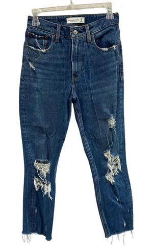 Abercrombie High Rise Mom Jeans‎ Raw Hem Ankle Denim Y2K 25 0S thumbnail 1