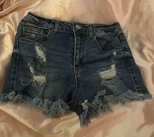 Wax Jean Blue Distressed Jean Shorts thumbnail 1