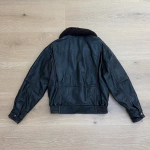 Aritzia Leather Aviator Jacket Calle Size S Black Brown thumbnail 5