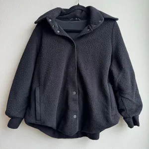 Alo Black Sherpa Snap Button Cozy Relaxed Oversized Teddy Coat Size Medium/Large thumbnail 1