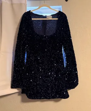 Navy blue sparkly princess Polly dress thumbnail 1
