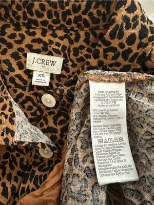 J. Crew Cheetah Print Linen Blend T-Shirt Button Down Shift Mini Dress Size XS thumbnail 6