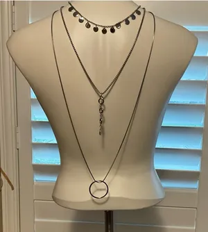 Chico's Silver-Tone Layered Coin and Circle Necklace Set thumbnail 1