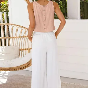 NWT Women’s Linen Crop Tank Top‎ – Sleeveless Summer Casual Small thumbnail 4