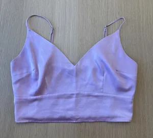 Abercrombie & Fitch Satin Crop Smocked Back Tank Size Medium A1469 thumbnail 1