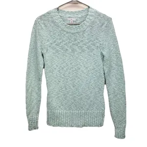 LL Bean Signature Blue Green Cotton‎ Ragg Crewneck Pullover Sweater Size XS thumbnail 2