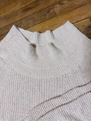 Free People Chunky Ribbed Mock Neck Sweater in Light Cream thumbnail 3