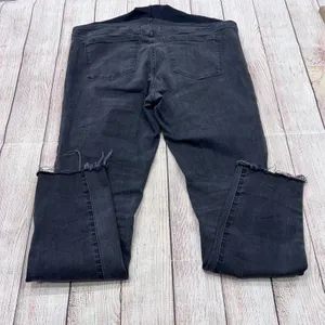 Madewell Maternity Skinny Jeans Black Distressed Raw Hem Over Belly Size 31 thumbnail 6