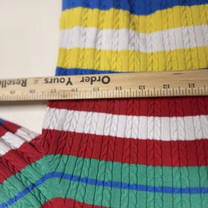 Tommy Hilfiger Sweater Womens Large Multicolor Striped Cable Knit Pullover Crew thumbnail 7