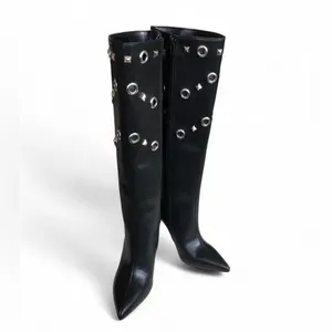 I.N.C. International Concepts Women's Black Saiqa Grommet Knee High Boots 6M thumbnail 6