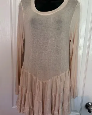 Altar'd State Pink Gold Long Sleeve A-Line Dress thumbnail 1