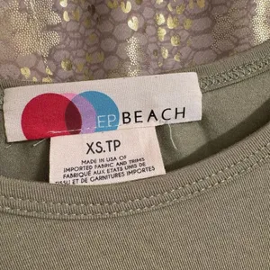 Free People Beach Olive Green Stretchy Long Slit Rayon Top Pants Set XS/S thumbnail 3
