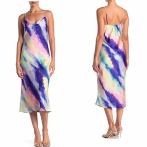 NWOT KENEDIK X Nordstrom Cowl Neck Tie Dye Midi Slip Dress thumbnail 2