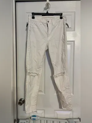 American Eagle Outfitters White Skinny Ripped Jeans thumbnail 2