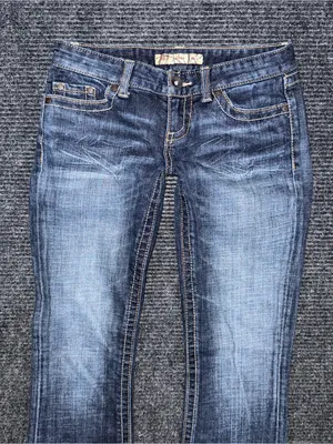 Y2K Buckle BKE Star Flare Jeans Low Rise Dark Wash 26x31.5 Embroidered Festival thumbnail 4