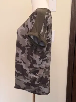 Lucky Brand loose fit rolled short sleeve camo top thumbnail 4