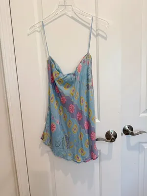 SPELL Aquarius‎ Top in Blue Seashell Print Strapless Asymmetrical Hem Festival thumbnail 5