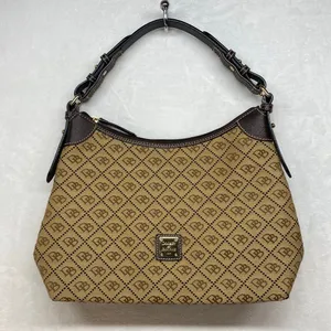 Dooney & Bourke Signature Canvas Hobo Bag Brown‎ Leather Trim Handbag thumbnail 1