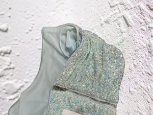 American Threads Aqua Iridescent Sequin Corset Top – NWT Size Small thumbnail 9